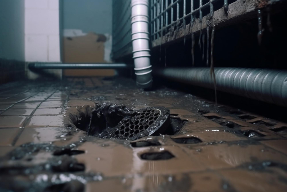 Clogged residential drain requiring professional cleaning
